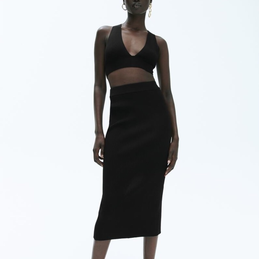 Zara Ribbed Knit Skirt & Tank Top Set
